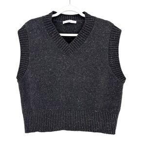 Mango Nep Sweater Vest Medium Mottled Grey V-Neck Jumper